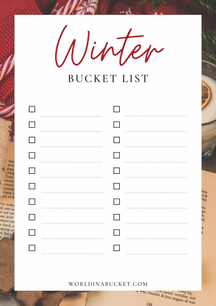 Winter Bucket Liste Vorlage leer